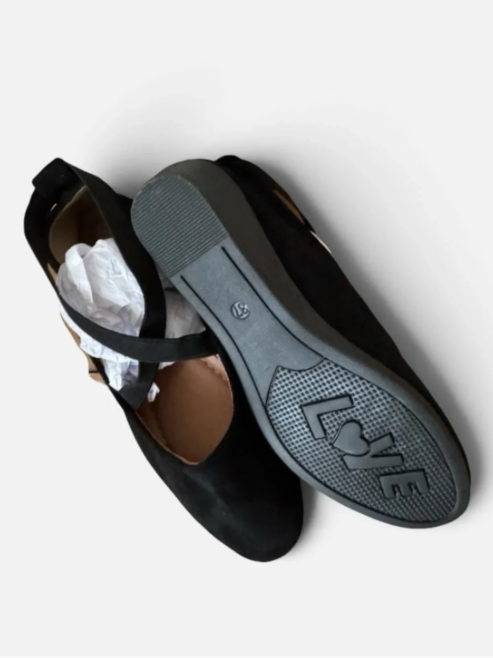 Black Cross-Strap Wedge Flats - Women